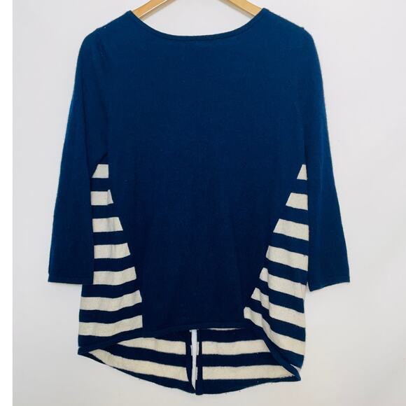 Nordstrom Collection 100%‎ Cashmere Sweater - Navy/White Stripe - Women's Size M - Picture 1 of 8